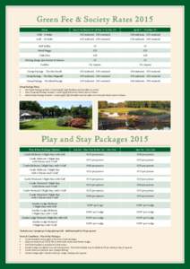 Green Fee & Society Rates 2015 Menu Jan 1st to March 31st & Nov 1st to Dec 31st  April 1st - October 31st