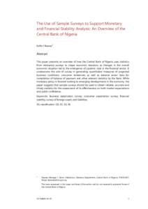 The use of sample surveys to support monetary and financial stability analysis: an overview of the Central Bank of Nigeria