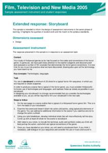 Extended response: Storyboard -- Film, Television and New Media 2005: Sample student assessment and responses