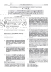 Regolamento (UE) ndel Parlamento europeo e del Consiglio, del 25 ottobre 2011, relativo alla fornitura di informazioni sugli alimenti ai consumatori, che modifica i regolamenti (CE) ne (CE) n. 192