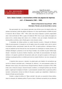 Anpuh Rio de Janeiro Arquivo Público do Estado do Rio de Janeiro – APERJ Praia de Botafogo, 480 – 2º andar - Rio de Janeiro – RJ