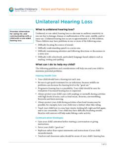 PE144 Unilateral Hearing Loss