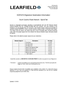 505 Hobbs Rd. Jefferson City, MOPhoneFaxDCR-974 Digiceiver Automation Information