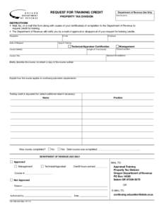 Clear Form REQUEST FOR TRAINING CREDIT Department of Revenue Use Only Date Received