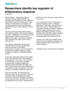 Researchers identify key regulator of inflammatory response