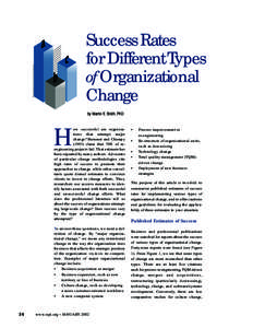 Success Rates for DifferentTypes of Organizational Change by Martin E. Smith, PhD