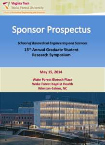School of Biomedical Engineering and Sciences  13th Annual Graduate Student Research Symposium  May 15, 2014