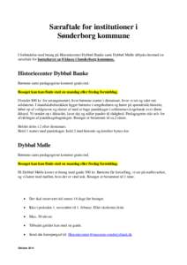 Særaftale for institutioner i Sønderborg kommune I forbindelse med besøg på Historiecenter Dybbøl Banke samt Dybbøl Mølle tilbydes hermed en særaftale for børnehaver og 0 klasse i Sønderborg kommune.  Historiec