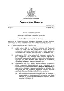 Northern Territory of Australia  Government Gazette ISSN-0157-833X  No. S18