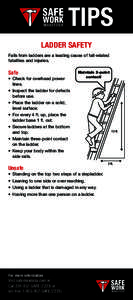TIPS LADDER SAFETY Falls from ladders are a leading cause of fall-related fatalities and injuries.  Safe