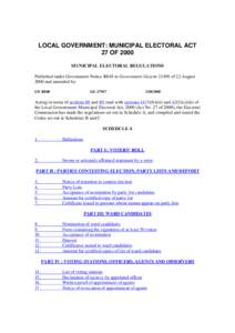 Microsoft Word - LOCAL GOVERNMENT MUNICIPAL ELECTORAL ACT 27 OF 2000.doc