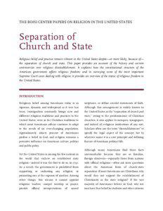 THE BOISI CENTER PAPERS ON RELIGION IN THE UNITED STATES  Separation of