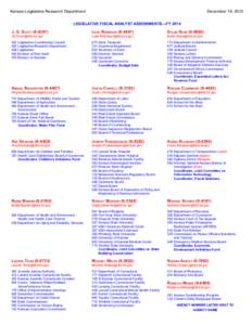 Legislative Fiscal Analyst Assignments by Analyst - FY 2014