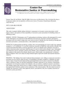 Restorative justice / Penology / Philosophy / Social philosophy / Retributive justice / Sentence / Restorative practices / Ethics / Criminology / Justice