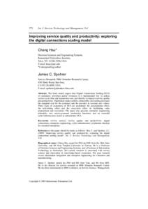 272  Int. J. Services Technology and Management, Vol. Improving service quality and productivity: exploring the digital connections scaling model