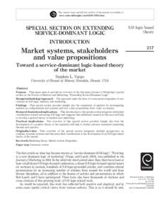 The current issue and full text archive of this journal is available at www.emeraldinsight.com[removed]htm SPECIAL SECTION ON EXTENDING SERVICE-DOMINANT LOGIC