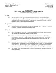 Alabama Dept. of Transportation Bureau of Materials and Tests Testing Manual ALDOT Procedures ALDOT-362