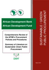 African Development Fund  Comprehensive Review of the AFDB’s Procurement Policies and Procedures Summary of Literature on