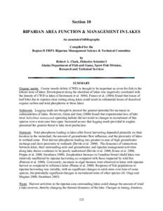 Section 10 RIPARIAN AREA FUNCTION & MANAGEMENT IN LAKES An annotated bibliography Compiled for the Region II FRPA Riparian Management Science & Technical Committee by