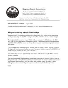 Kingman County Commission Fred Foley, County Commissioner District #1 Carol F. Voran, County Commissioner District #2 John Steffen, County Commissioner District #3 Kingman County Courthouse, 130 N. Spruce, Kingman KS 670