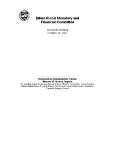 IMFC Statement by Shamsuddeen Usman, Minister of Finance, Nigeria, October 20, 2007