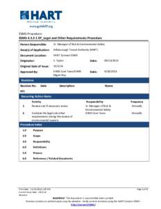 ESMS Procedure ESMSEP_Legal and Other Requirements Procedure Person Responsible: Sr. Manager of Risk & Environmental Safety