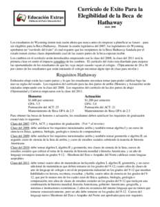 Educación Extras Publicado del Padre Educación Red Currículo de Exito Para la Elegibilidad de la Beca de Hathaway