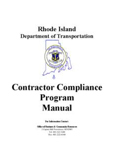 Rhode Island Department of Transportation Contractor Compliance Program Manual