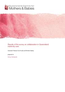 Results of the survey on collaboration in Queensland maternity care. Associate Professor Sue Kruske and Michelle Heatley prepared for Survey Participants