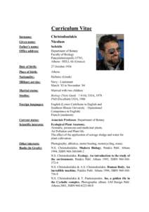 Curriculum Vitae Surname: Given name: Christodoulakis Nicolaos