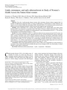Menopause: The Journal of The North American Menopause Society Vol. 18, No. 4, pp[removed]DOI: [removed]gme.0b013e3181f6480e * 2010 by The North American Menopause Society  Lipids, menopause, and early atherosclerosis in