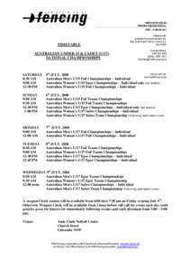 NEW SOUTH WALES FENCING ASSOCIATION Inc. ABN: TIMETABLE