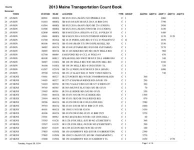 2013 Maine Transportation Count Book  County Somerset TOWN