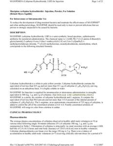 MAXIPIME® (Cefepime Hydrochloride, USP) for Injection  Page 1 of 21 Maxipime (cefepime hydrochloride) Injection, Powder, For Solution [Bristol-Myers Squibb]