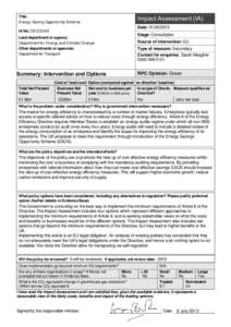 Title: Energy Saving Opportunity Scheme Impact Assessment (IA) Date: [removed]