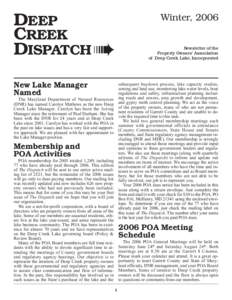 DEEP CREEK DISPATCH ➠ New Lake Manager Named