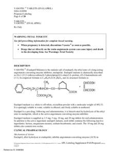 VASOTEC ® TABLETS (ENALAPRIL) NDA[removed]Proposed Labeling Page 1 of 20 TABLETS ® VASOTEC (ENALAPRIL)