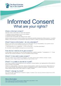 Informed Consent What are your rights? What is informed consent?  Informed consent means that your doctor has explained: