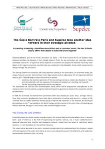 The École Centrale Paris and Supélec take another step forward in their strategic alliance