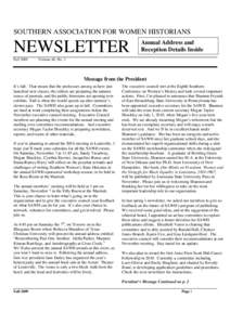 SOUTHERN ASSOCIATION FOR WOMEN HISTORIANS  NEWSLETTER Fall[removed]Annual Address and