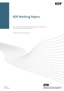 KOF Working Papers  The Impact of Apprenticeship Training on Personality Traits: An Instrumental Variable Approach  Thomas Bolli and Stefanie Hof