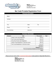 Bar Code Printable Registration Form