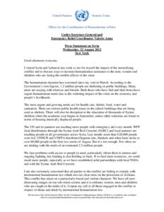 Microsoft Word - USG Valerie Amos Press Statement on Syria 22 Aug.doc