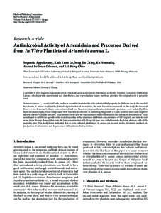 Antimicrobial Activity of Artemisinin and Precursor Derived from In Vitro Plantlets of Artemisia annua L.