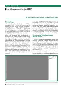 Program Developments  Data Management in the IODP by Bernard Miville, Emanuel Soeding, and Hans Christian Larsen