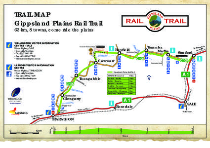 TRAIL MAP Gippsland Plains Rail Trail 63 km, 8 towns, come ride the plains WELLINGTON VISITOR INFORMATION CENTRE - SALE	 Princes Highway, SALE