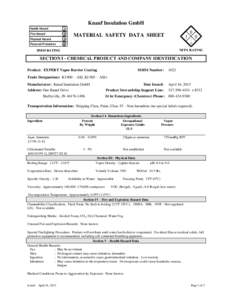 Knauf Insulation GmbH Health Hazard 1  Fire Hazard