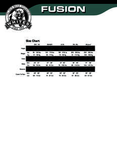 Size Chart 2XS - XS Height Weight Chest Waist