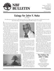 NBF BULLETIN News for friends, contributors and members of