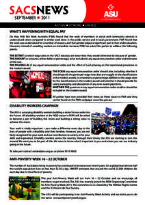 SACSNEWS SEPTEMBER l 2011 ACTIVE l STRONG l UNITED  WHAT’S HAPPENING WITH EQUAL PAY